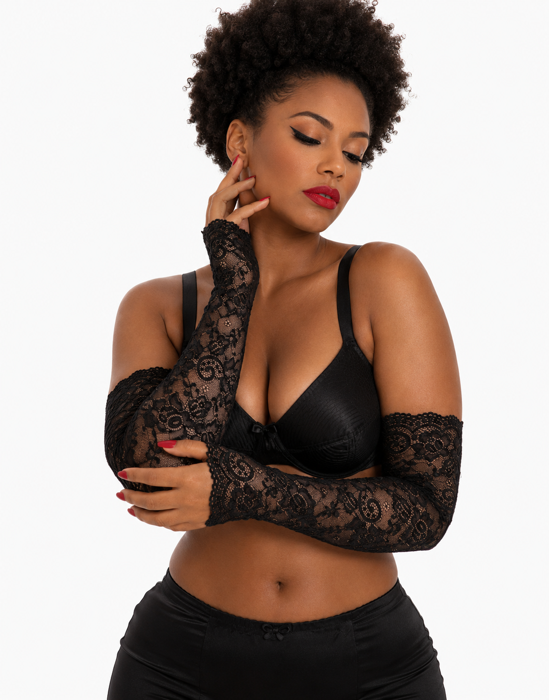 Lace Pattern Sleeve Gloves