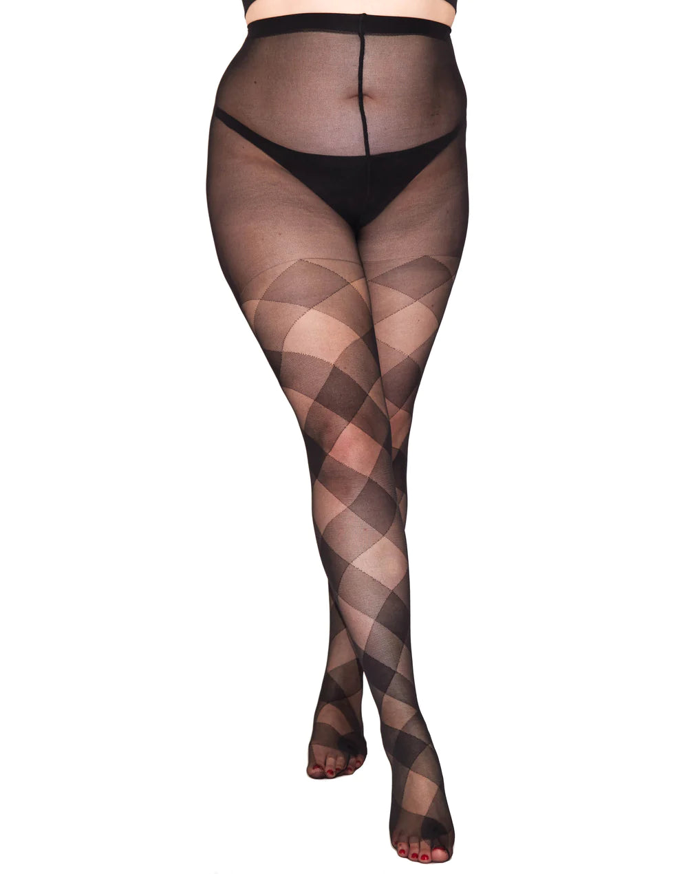 Diamond Check Curvy Super Stretch Tights