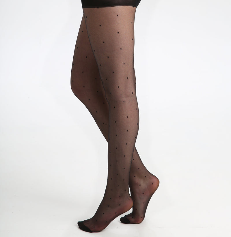Sheer Dotty Tights Black