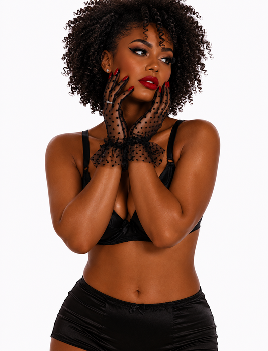 Spot Mesh Gloves Black