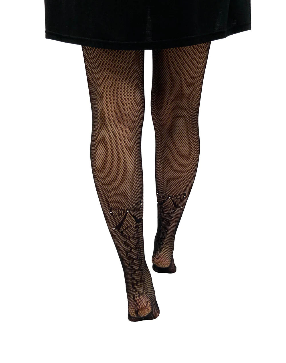 Fishnet Tights with Knitted Bow and Diamantés