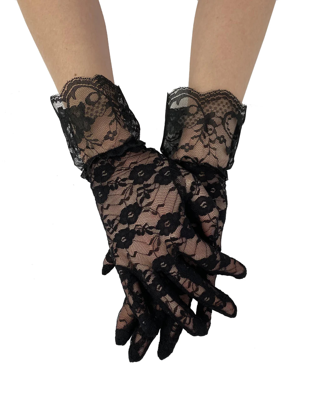 Lace Wrist Gloves Black