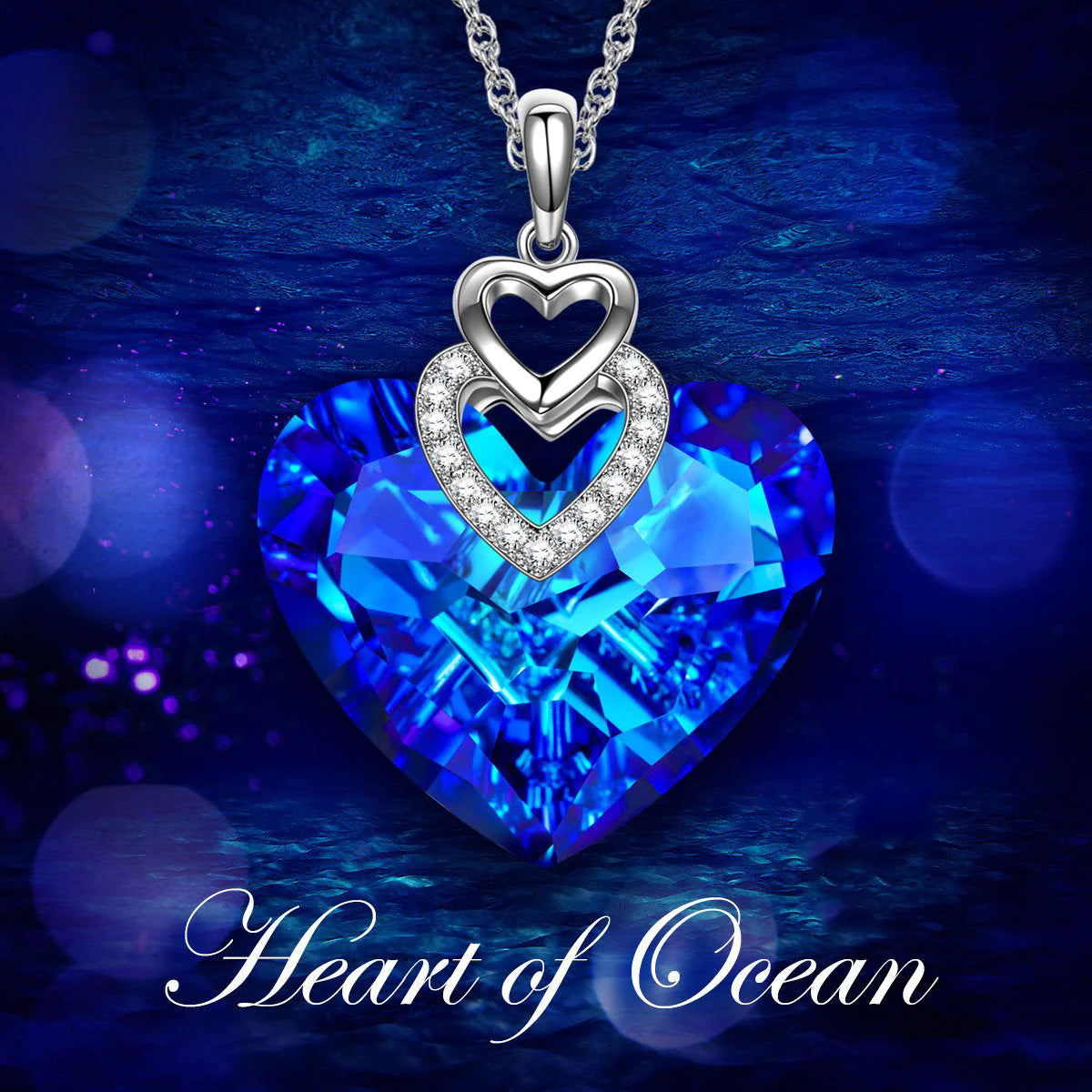 "Captivating Heart of the Ocean Necklace: Exquisite Rhodium Plating"