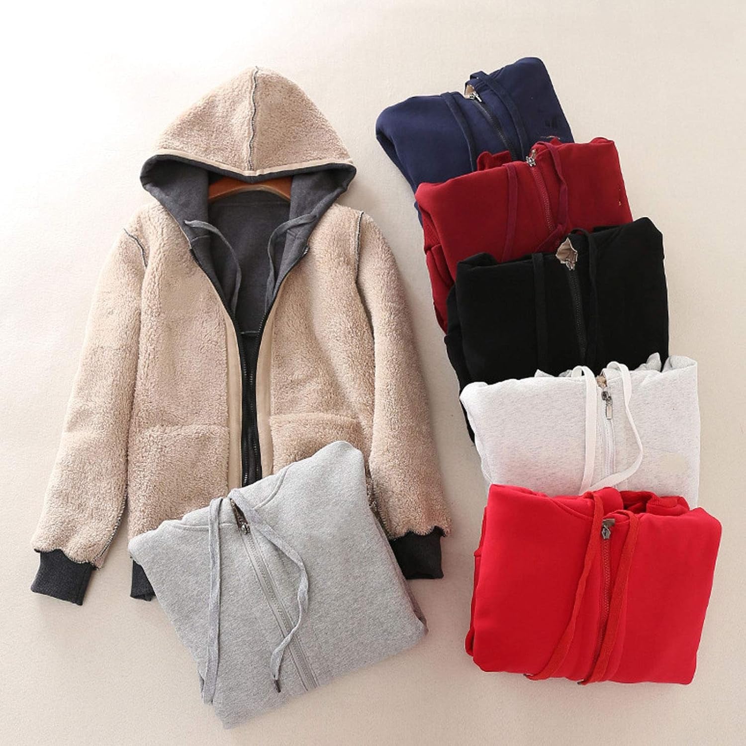 "Cozy up in Style: Women'S Full Zip Sherpa-Lined Hoodie - the Perfect Winter Jacket with Pockets"