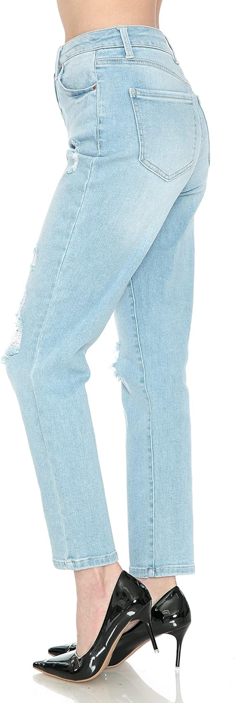 "Ultimate Comfort and Style: Women'S High Waisted Mom Jeans - Trendy Baggy Fit, Distressed Boyfriend Look, and Wide Range of Sizes!"