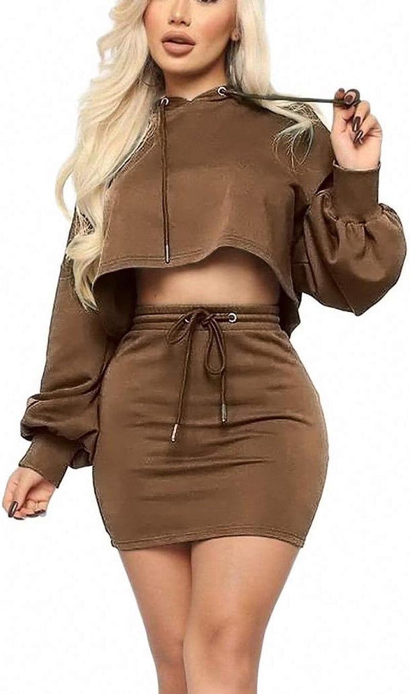 "Stylish and Cozy: Women'S 2 Piece Sweatshirt Dress Set - Perfect for Casual Chic"