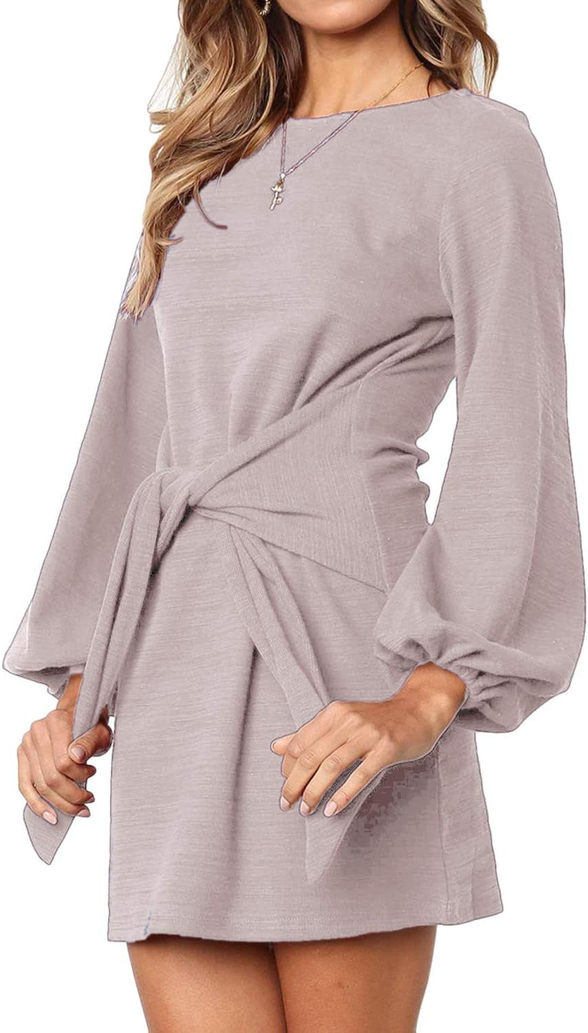 "Chic and Flattering Women'S Tie Waist Sweater Dress - Perfect for Casual or Cocktail Parties!"